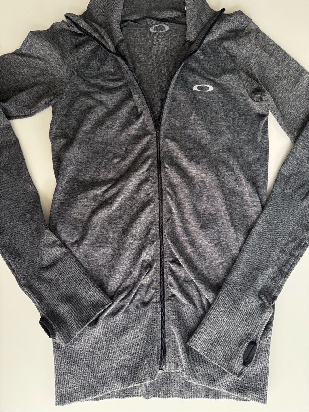 Oakley Gray Seamless Full Zip Running Jacket Thumbholes Size Medium